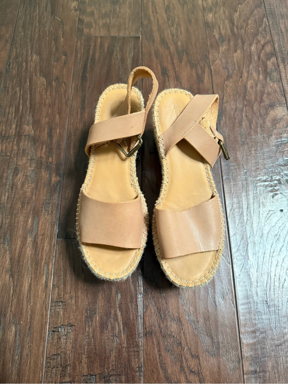 Soludos Nude Leather Espadrille Platform Sandals | Wedge Heel | Resort Style